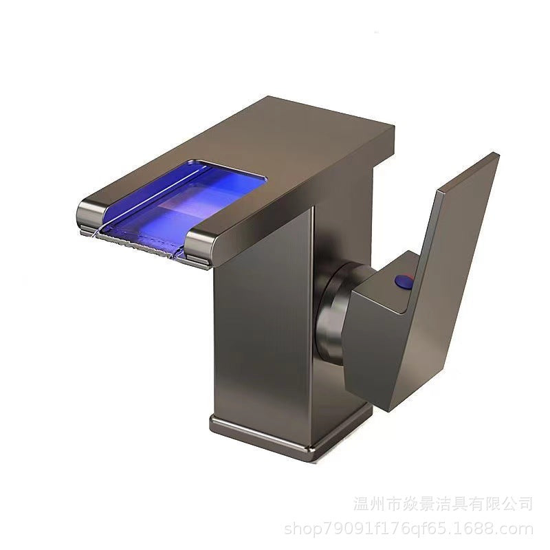 E-commerce Cross-border LED Light Waterfall Faucet Basin Wash Basin Table Basin Table Basin Home Hot And Cold Faucet