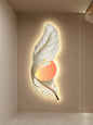 Modern Light Luxury Feather Living Room Decorative Painting Clock LED Lamp Painting Bedside Porch Carved Decorative Mural Wholesale