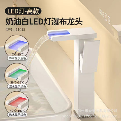 E-commerce Cross-border LED Light Waterfall Faucet Basin Wash Basin Table Basin Table Basin Home Hot And Cold Faucet