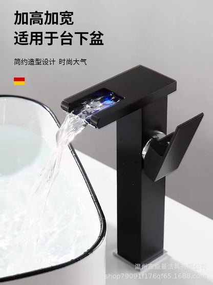 E-commerce Cross-border LED Light Waterfall Faucet Basin Wash Basin Table Basin Table Basin Home Hot And Cold Faucet