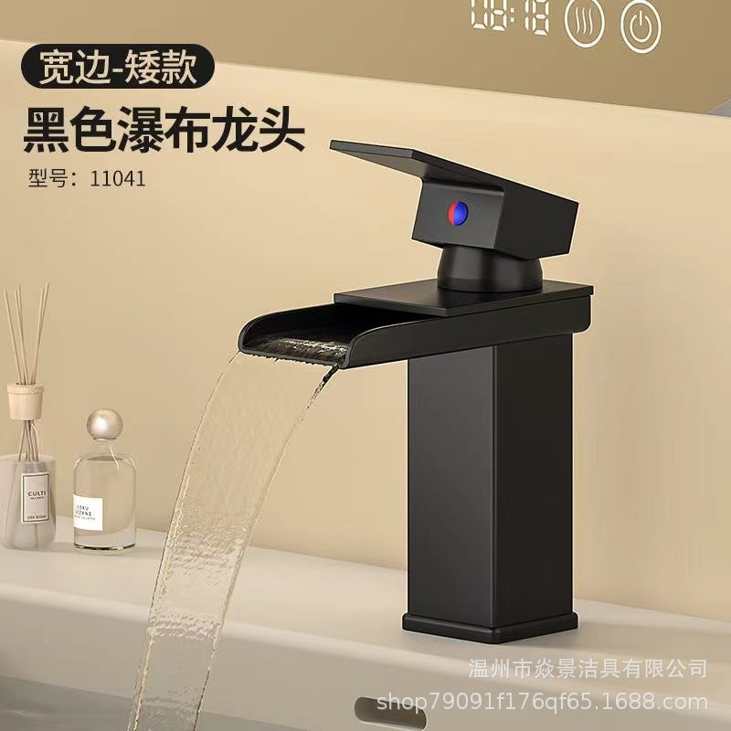 E-commerce Cross-border LED Light Waterfall Faucet Basin Wash Basin Table Basin Table Basin Home Hot And Cold Faucet