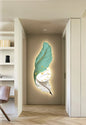 Modern Light Luxury Feather Living Room Decorative Painting Clock LED Lamp Painting Bedside Porch Carved Decorative Mural Wholesale