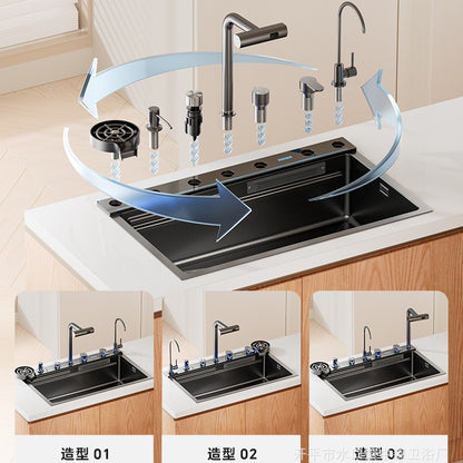 Neptunus Star Whale Flying Rain Vegetable Basin Large Single Slot Thickened 304 Stainless Steel Sink Kitchen Household Sink