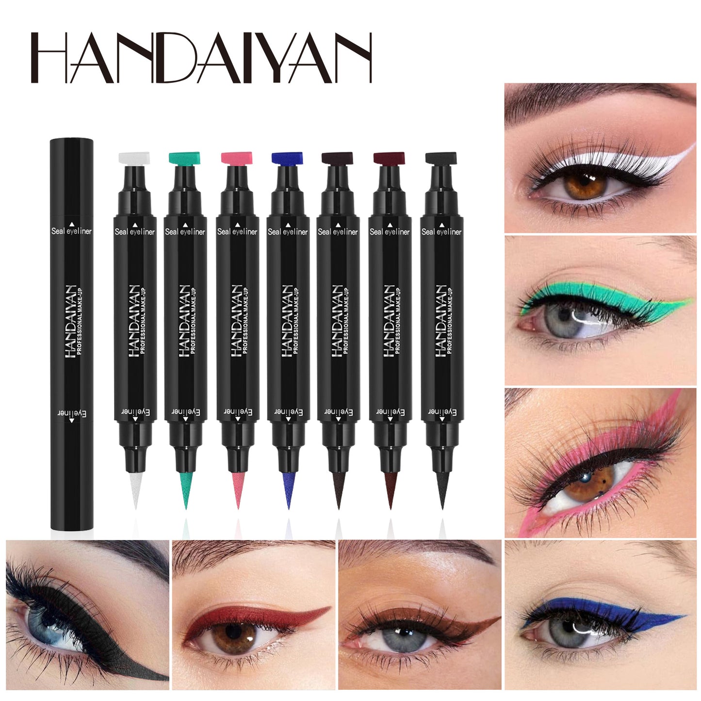 Triangle Eyeliner Seal Color Double Eyeliner Pen Waterproof Sweat-proof Quick-drying Handaiyan Makeup