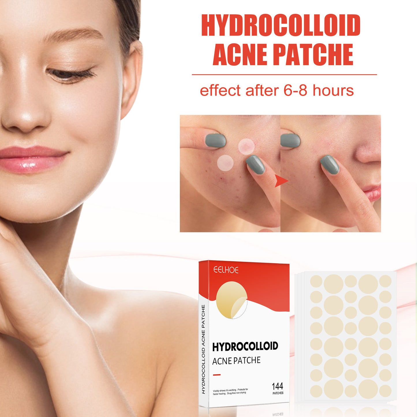 EELHOE Hydrocolloid Acne Patch Invisible Makeup Closed Acne Patch Cleansing Acne Waterproof Breathable Acne Muscle Repair Patch