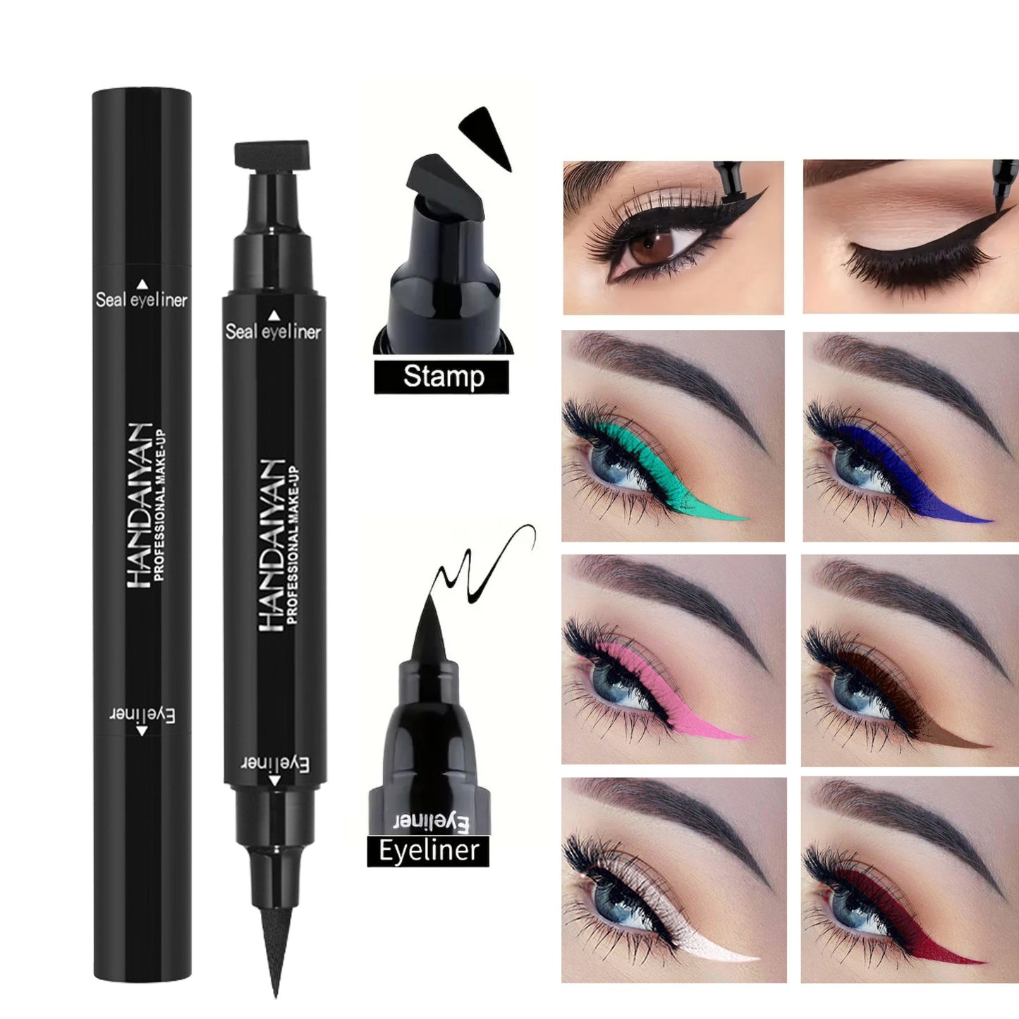 Triangle Eyeliner Seal Color Double Eyeliner Pen Waterproof Sweat-proof Quick-drying Handaiyan Makeup