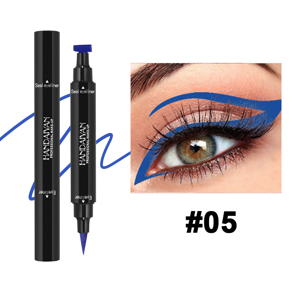 Triangle Eyeliner Seal Color Double Eyeliner Pen Waterproof Sweat-proof Quick-drying Handaiyan Makeup